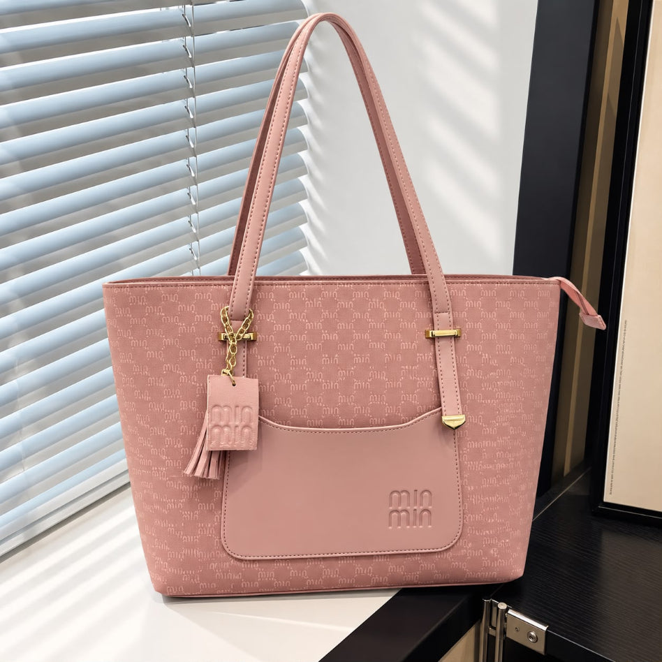 Rivaalane stylish tote handbag with tassel charm