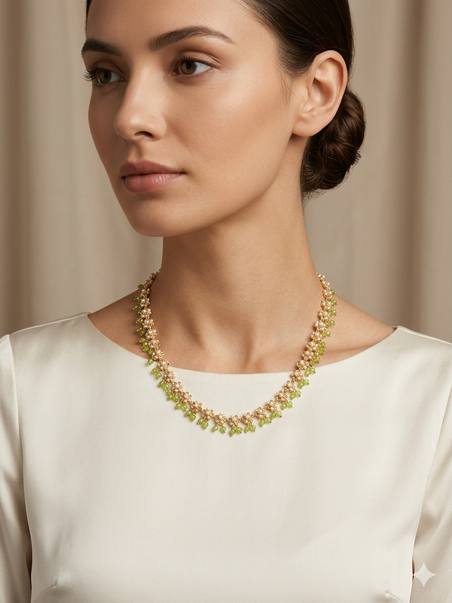 Rivaalane traditional floral pearl mala necklace