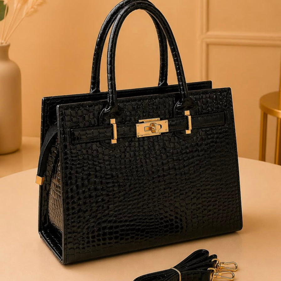 Rivaalane women's embossed croco handbag front view