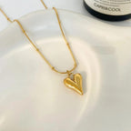 Rivaalane women's puffy heart pendant necklace with elegant beaded chain