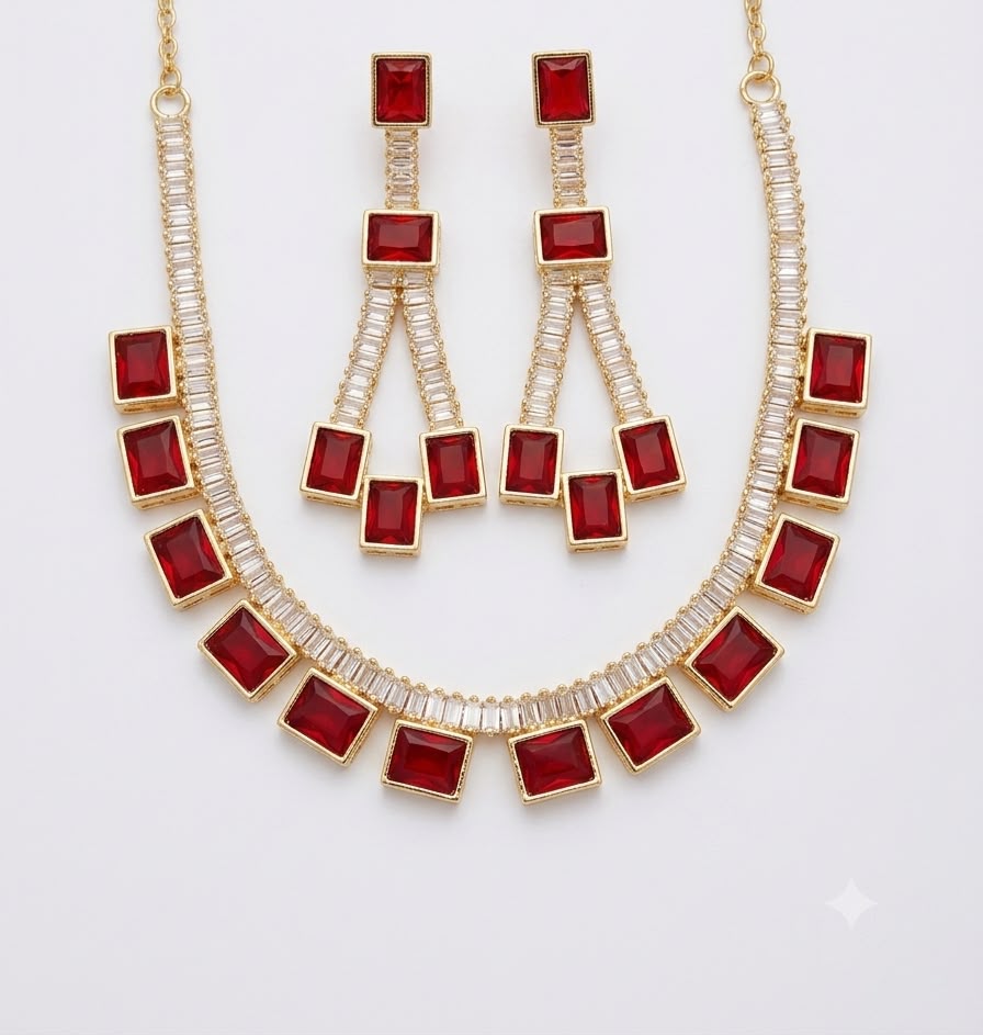Rivaalane zircon crystal necklace set for women