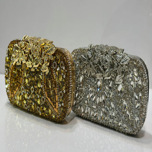 Royal crystal evening box clutch for women