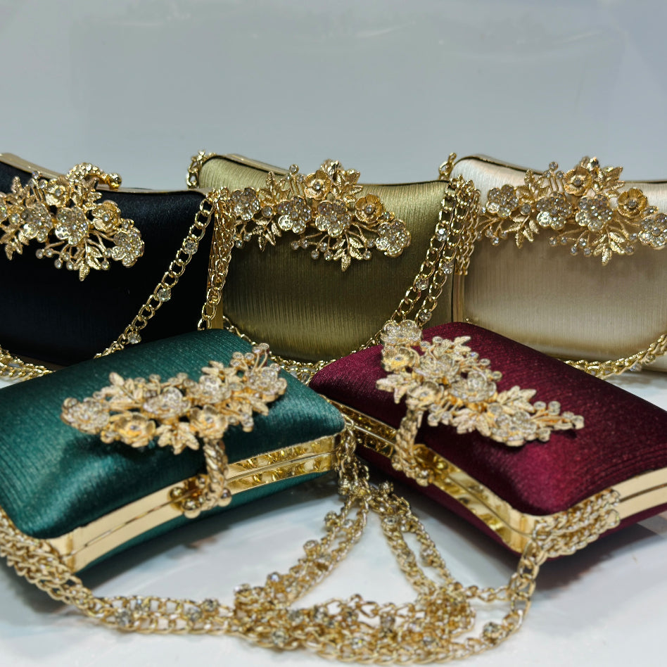 Side view of the elegant bridal party clutch purse