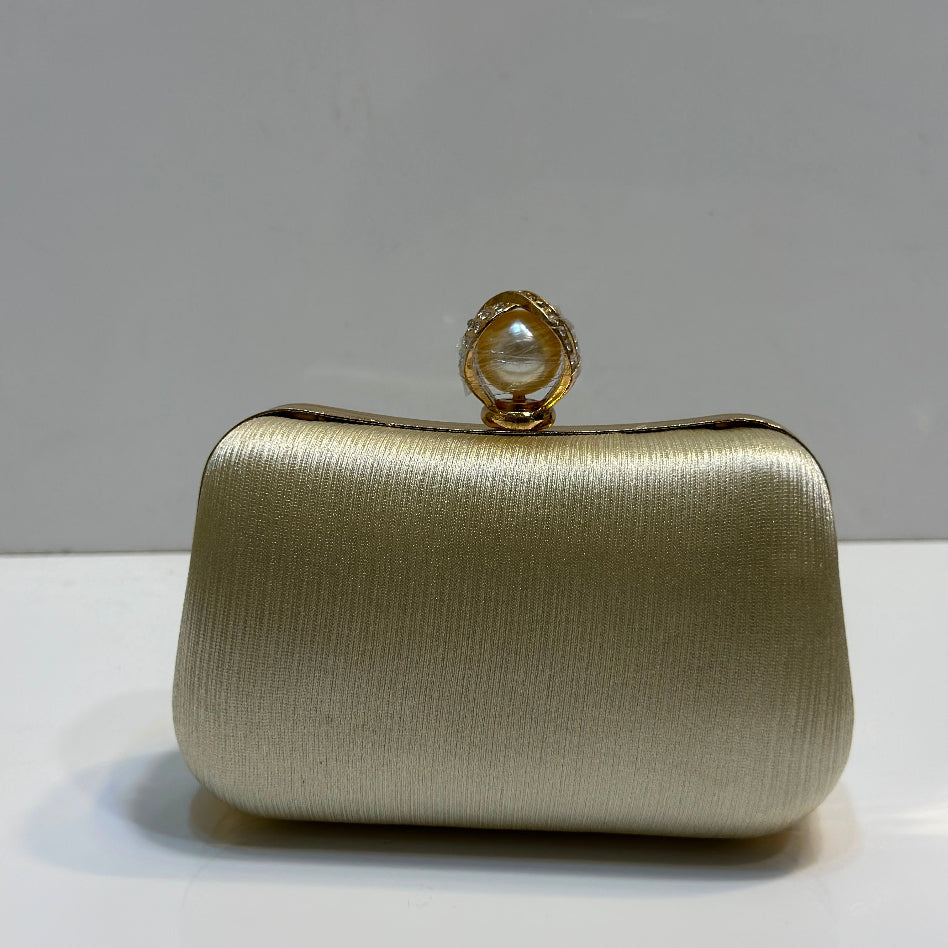 Silk textured bridal clutch purse with hard case design