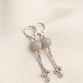 Silver crystal tassel drop earrings for wedding and party wear