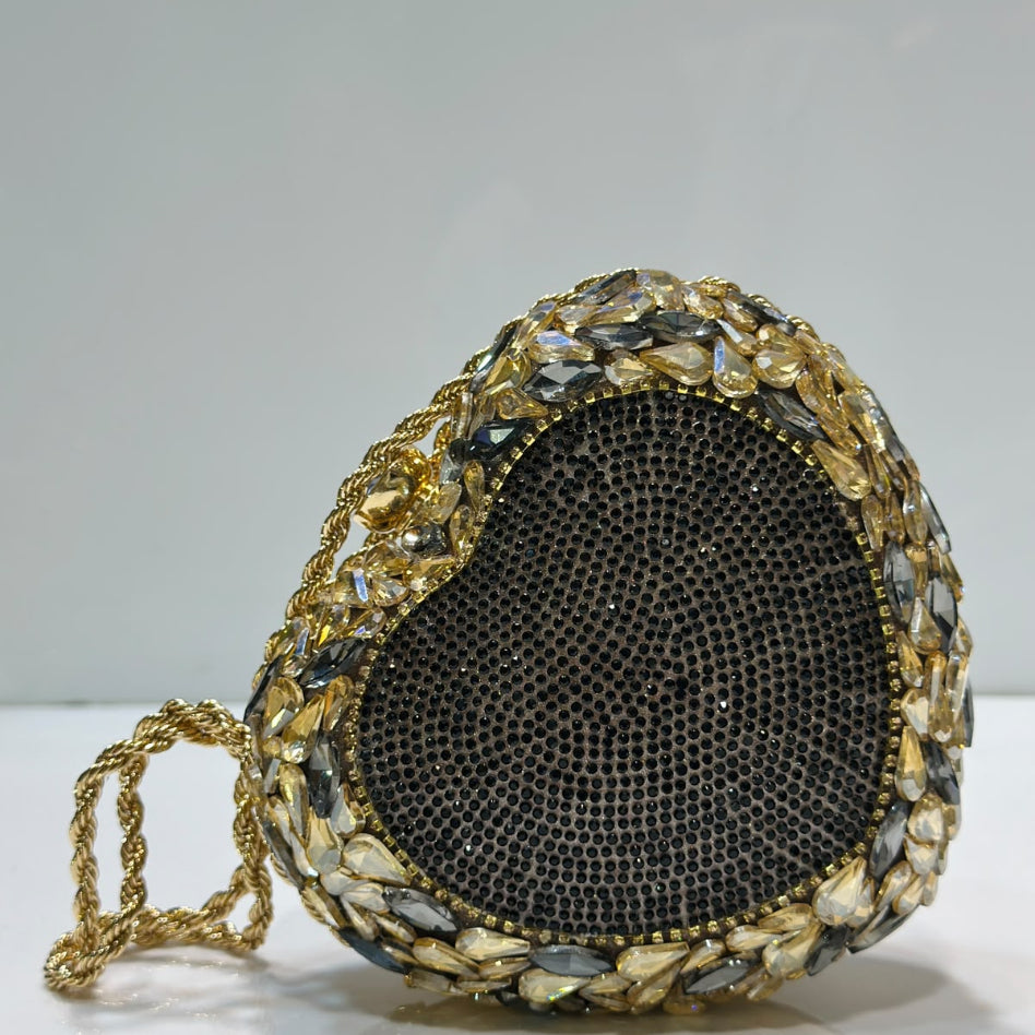 Sparkling luxury heart-shaped evening clutch for weddings and parties