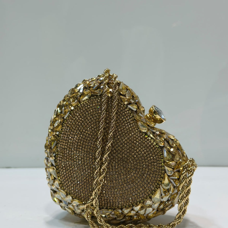 Sparkly heart-shaped clutch bag for wedding and formal occasions