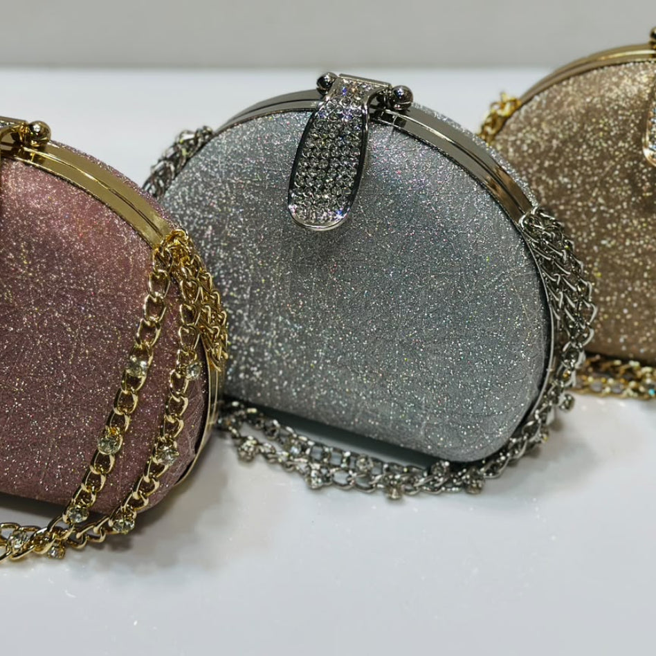 Sparkly rhinestone clasp mini hardcase shoulder bag for women by Rivaalane