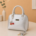 White metallic top handle crossbody bag for women and girls