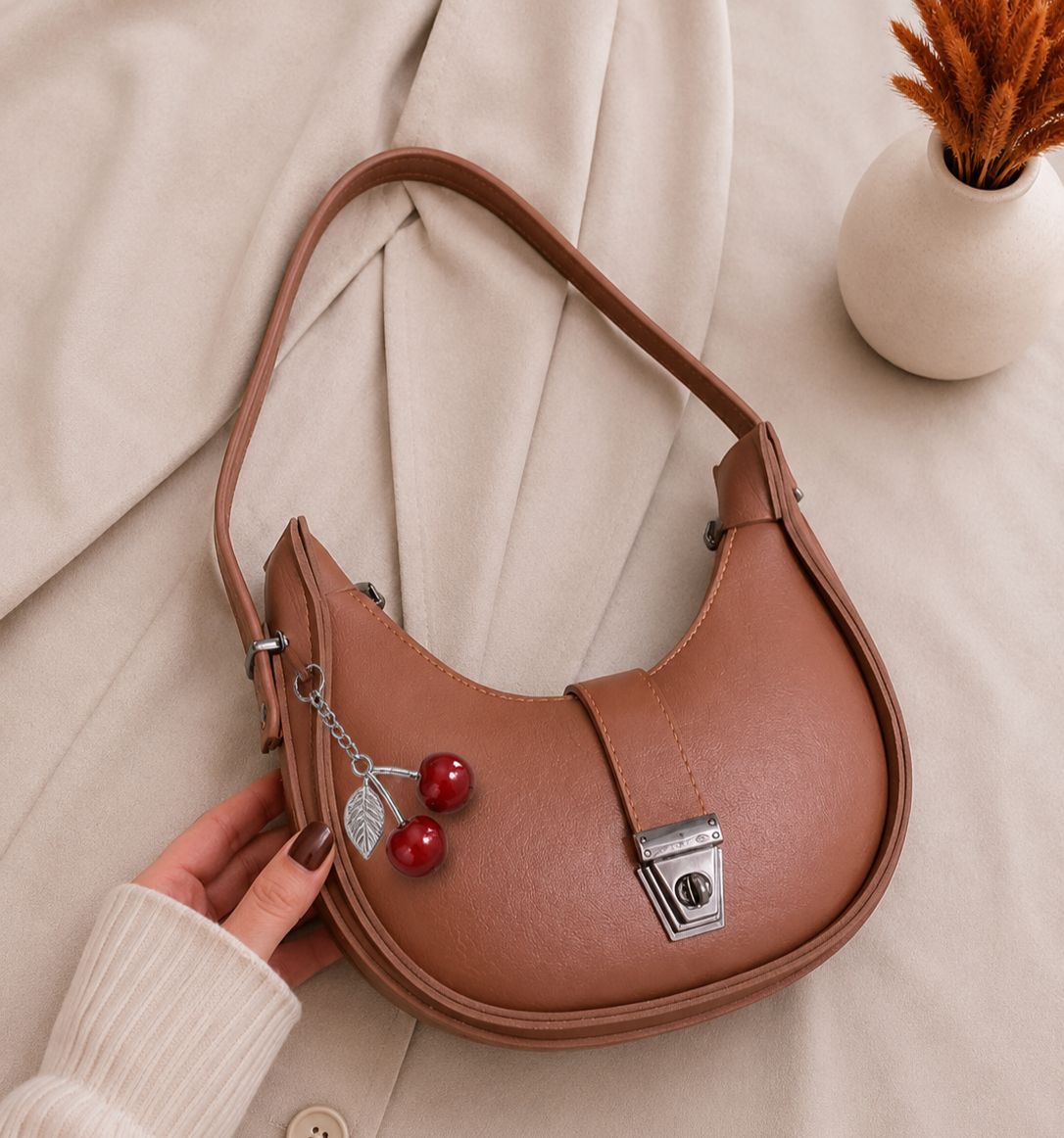 Stylish half moon shoulder bag for women