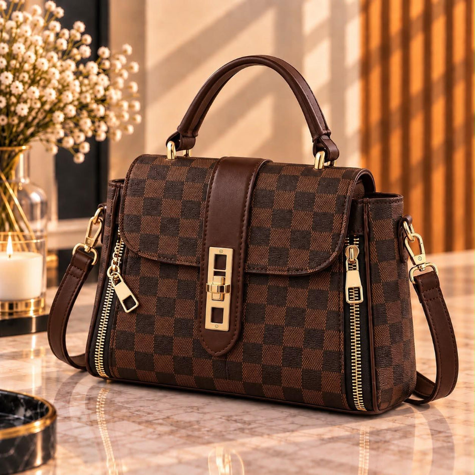 Stylish patterned handbag for women with structured silhouette