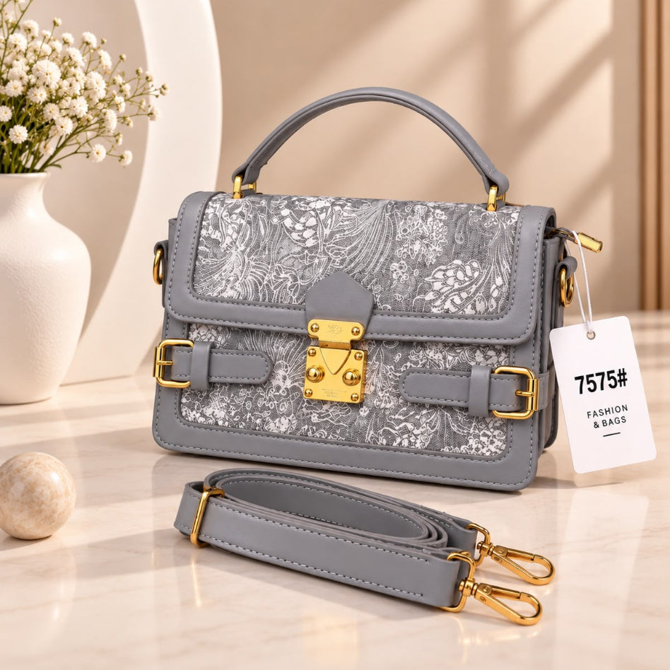 Stylish satchel bag with gold-tone hardware