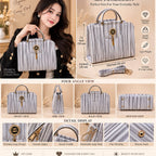 Stylish striped women's handbag with tassel detail