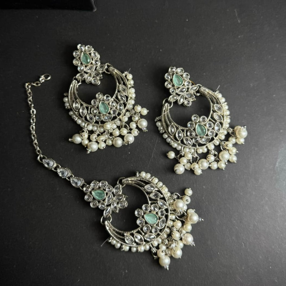 Traditional maang tikka and chandbali earrings for wedding wear
