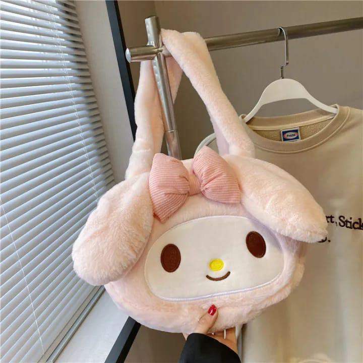 Soft Faux Fur Cartoon Character Tote Handbag with Plush Handles | Rivaalane