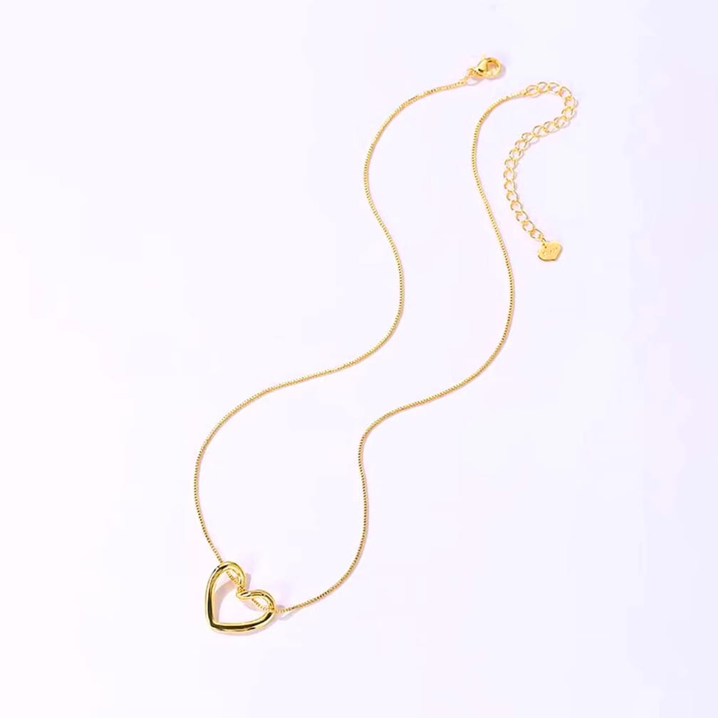 Dainty Puffy Heart Pendant Necklace with Beaded Chain Detail | Rivaalane