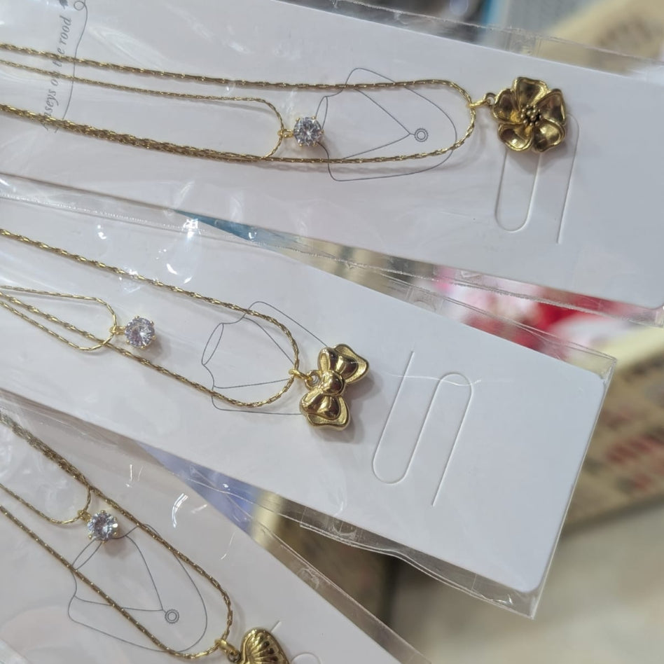 Women's Dainty Zirconia Stone Layered Charm Pendant Necklace Assortment | Rivaalane