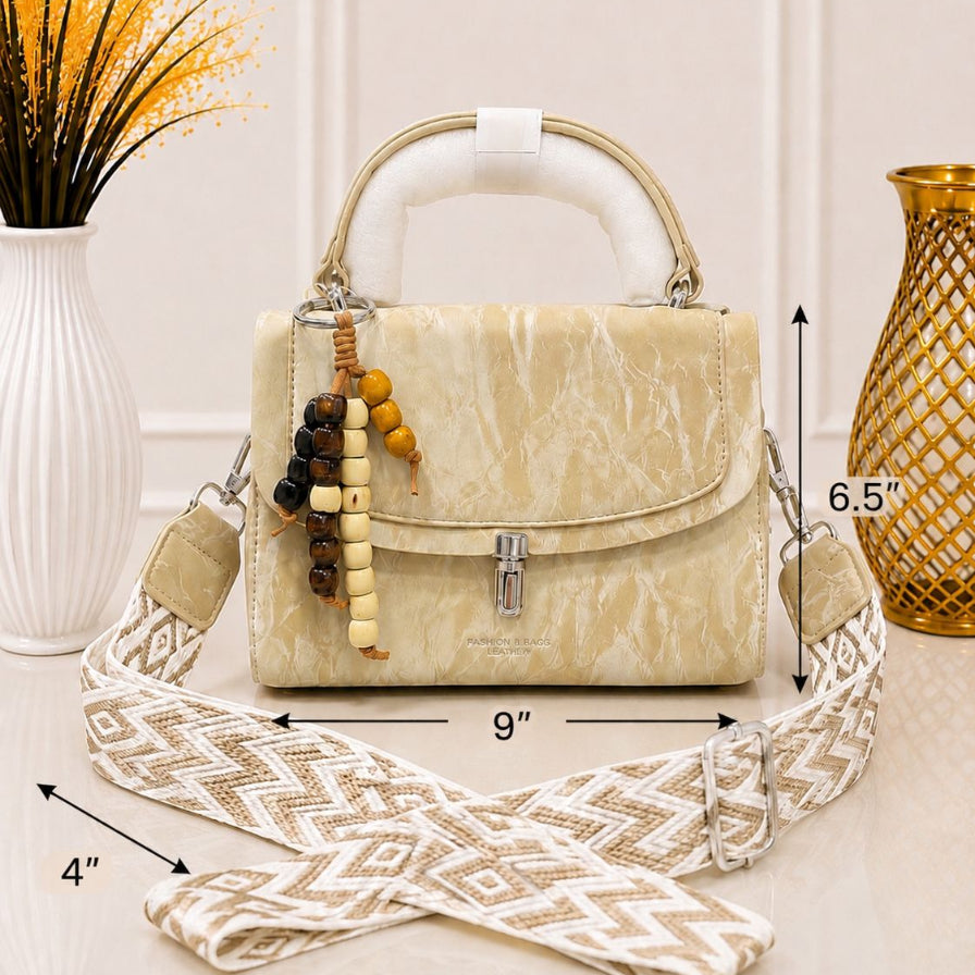 Women's Textured Shoulder Bag with Adjustable Wide Strap
