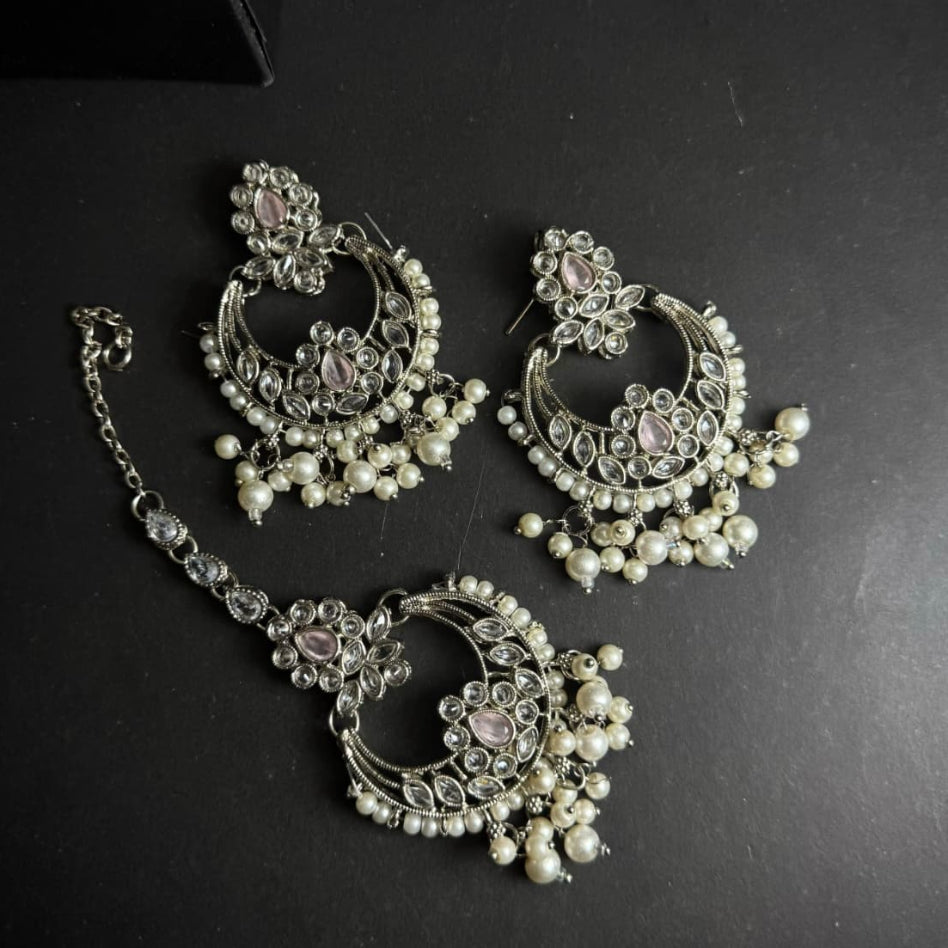 Women's chandbali earrings with sparkling zirconia stone detailing