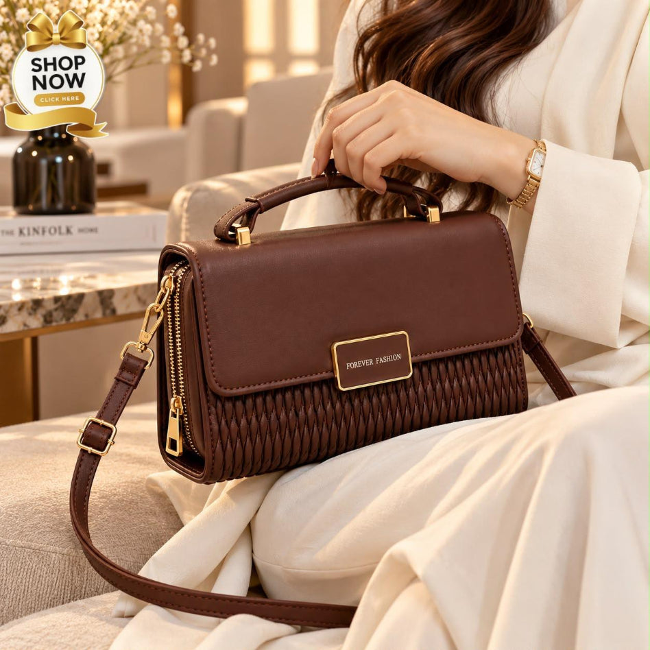 Women's crossbody bag with quilted flap design