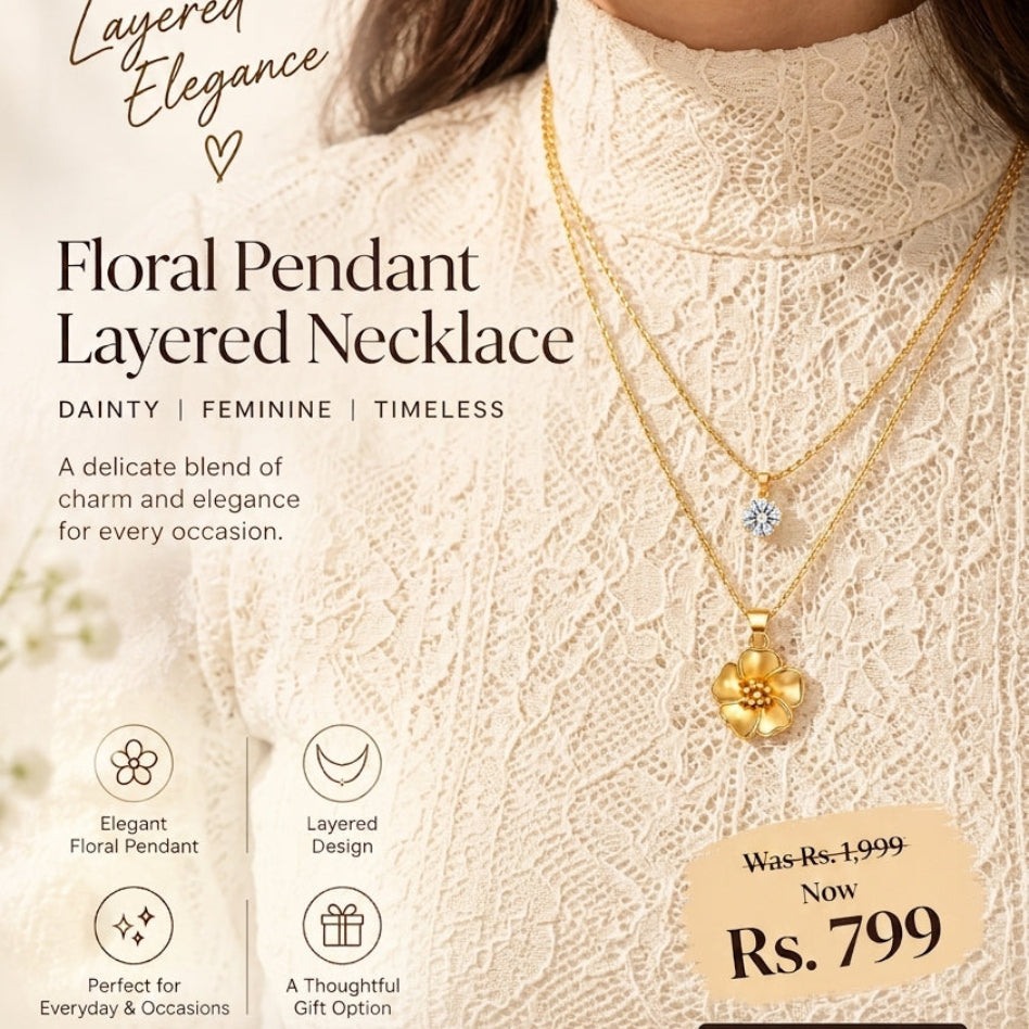 Women's dainty zirconia stone layered charm pendant necklace | Rivaalane