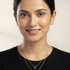 Women's delicate layered pendant necklace styled for an elegant look | Rivaalane