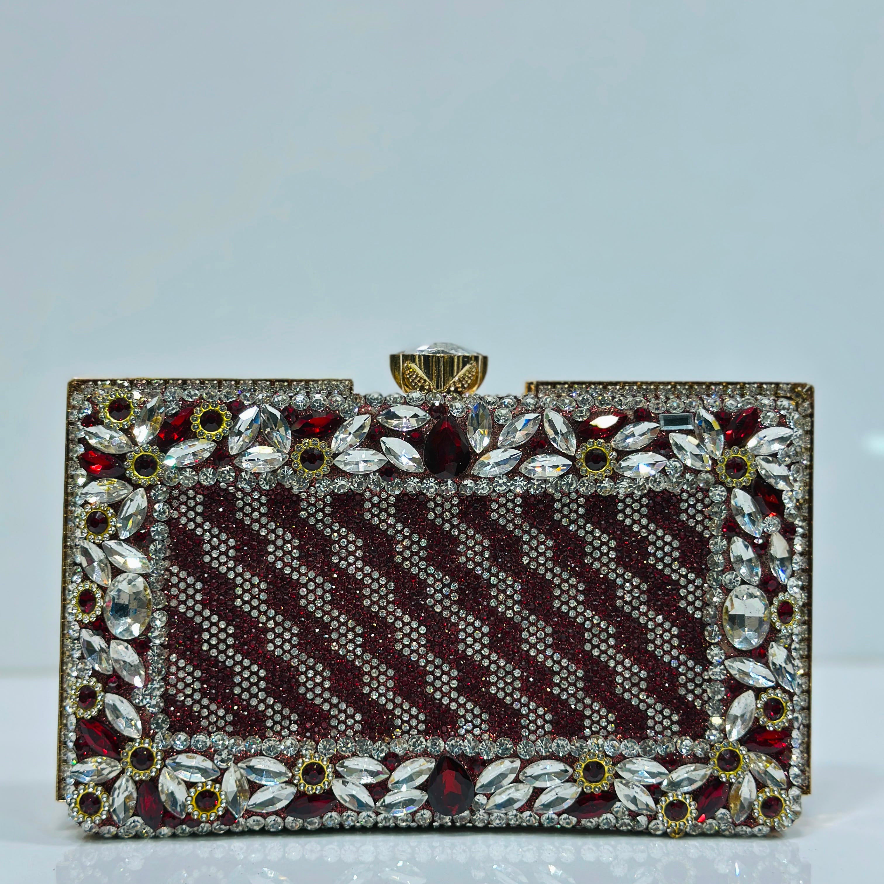 Women's formal clutch with sparkling floral crystal border