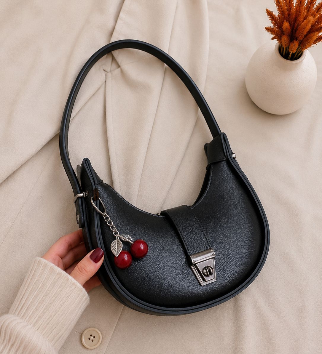 Women's half moon shoulder bag side view