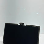Women's velvet bridal clutch with rhinestone trim