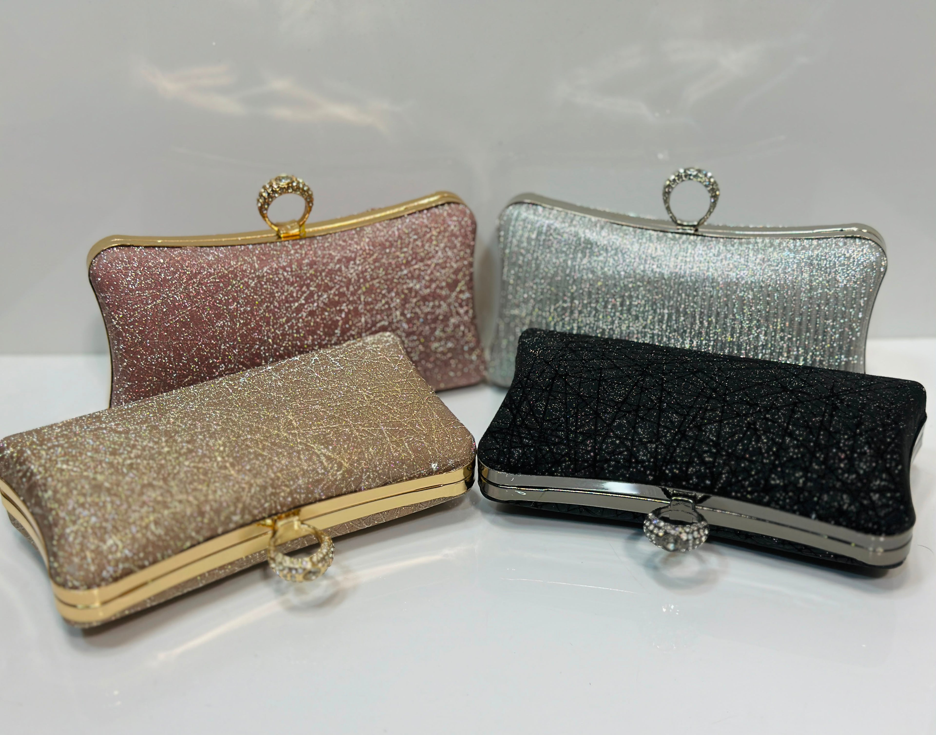 uxury shimmer textured clutch bag for women